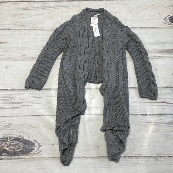 BLAYDE Sweater Cardigan NWT Chunky Cable Knit Gray Waterfall Wool Size Small - Picture 7 of 12